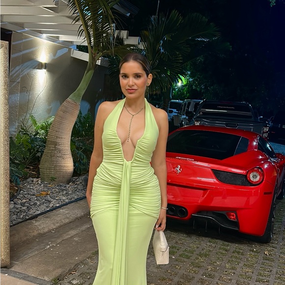 Babyboo Fashion Dresses & Skirts - Chic Lime Plunge Maxi Dress